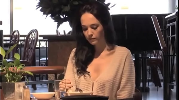 Without bra in a restaurant