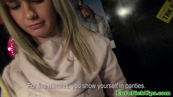 Sexy pulled teenager flashes her tits in club