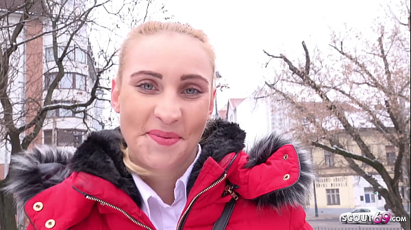GERMAN SCOUT – Slender Chick Lulu in wool jacket and Stretch pants Pickup and Cheating Fuck on Street