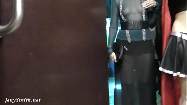 Jeny Smith naked in a public event in see-through sundress