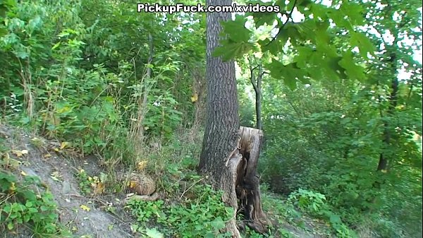 Outdoor hookup scene with a blonde