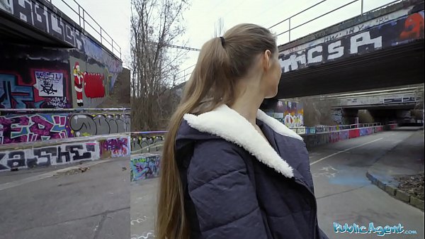 Public Agent Kinuski fucks a big Spanish lollipop outside under a tunnel