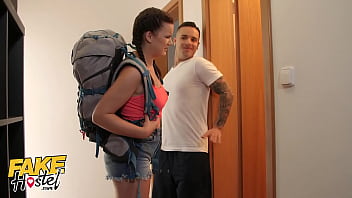Faux Hostel Dark haired Honey Little Eliss Privately Fucked by Room mate