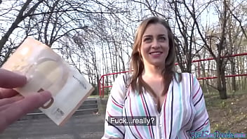 Dicksucking buxom honey gets POV banged in public outdoor only 4 some good cash