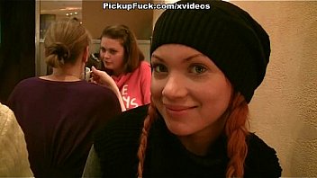 Sandy-haired bi-atch in public rest room fuck