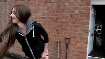 Slender lengthy haired dark-haired fledgling teenage pissing in public places