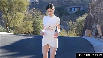 huge-boobed teenager street beaver in public location