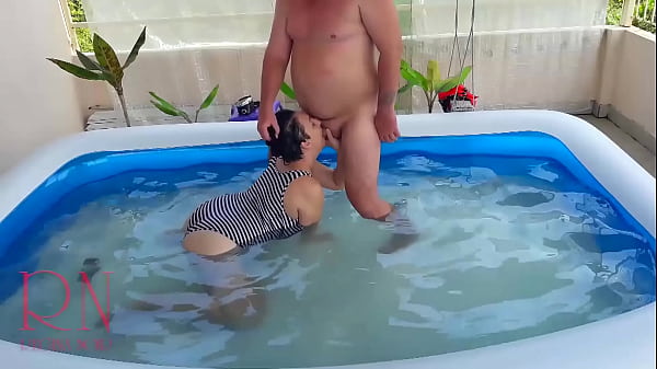 holding underwater. Dominance rough intercourse. Naturist Regina Noir swimming, fellates and fucks in the swimming pool. ENF, , 2