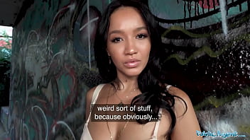 Public Agent Black-haired with a cracking figure fucking outdoors