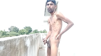 Rajesh masturbate dick outside of the mansion and spunking
