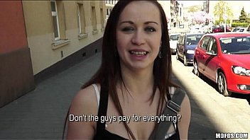 Sexy youthfull Czech red-haired is paid to undress down and fuck in public