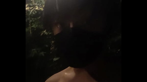 Asian getting nude at park sundial