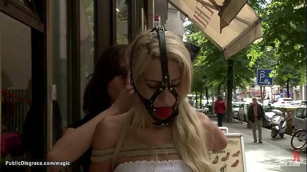 Euro ash-blonde spanked in public park