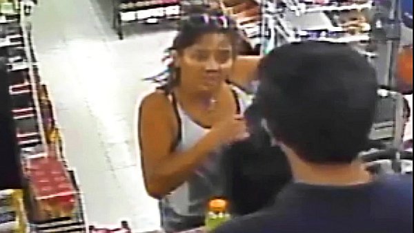 Hot Woman Flashes Orbs at Cashier Brief on Cash