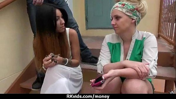 Unexperienced bombshell takes cash for public orgy 11