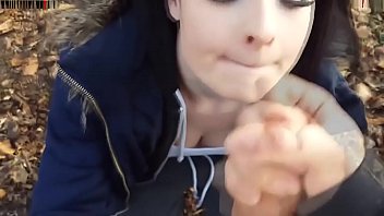 Super-cute nubile sucking outdoor