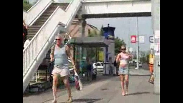 Dame nude in Public and punched by an old man