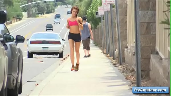 Sexy teenage inexperienced Anyah goes for a run and take her underpants off in public