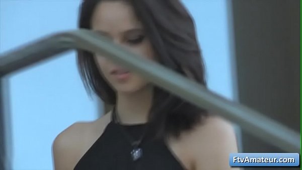 Sexy dark-haired youthfull fledgling fuck her slit outdoor with a b. doll