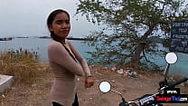 Thai nubile GF taken to a remote island to suck on his shaft in public