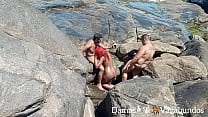 Naturists caught on the beach at an outdoor orgy