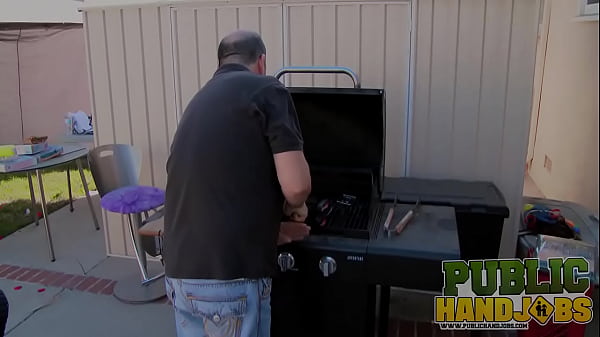 PUBLIC HANDJOBS Backyard grill ‘n fap with Liv Revamped who wants her best friend’s step-dad