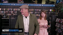 StepGrandpa Creampies Uber-cute Teenie Ginger Grey In A Public Flick Store