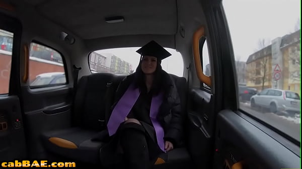 Mischievous school grad fucks cab driver