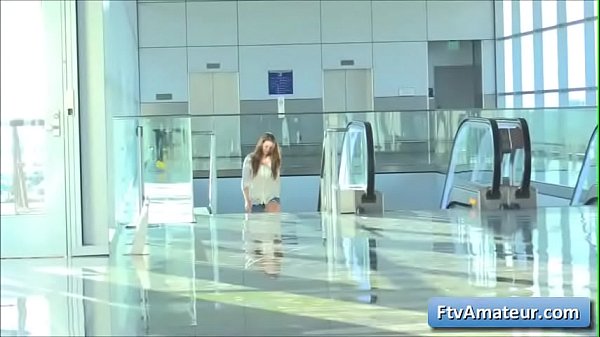 Sexy buxom cutie first-ever timer fledgling Aveline demonstrate her nice pierced boobies and bald tasty muff on the train