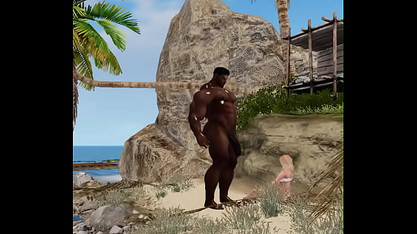 hefty black football player fucks milky chick on beach