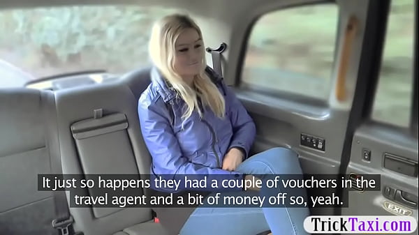 Pretty inexperienced ash-blonde passenger gets fucked in the cab