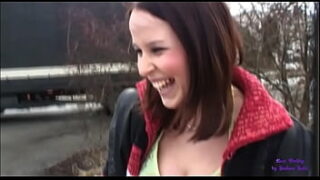 Karina gets her cock-squeezing rump fucked in the snow