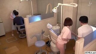 JAV starlet Eimi Fukada risky oral and lovemaking in an actual Japanese dentist office with active procedures going on in the background from oral to utter on foray in HD with English subtitles