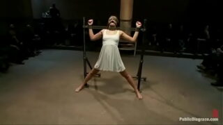 Tied up hookup gimp Cece Stone takes boners in publi