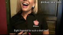 Pretty inexperienced blondie barmaid Rihanna Samuel pounded for cash