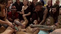 Sandy-haired dark-hued sub Daisy Ducati is dragged to dude Astral Dust after he woke up from  and she served him for anal invasion orgy for public